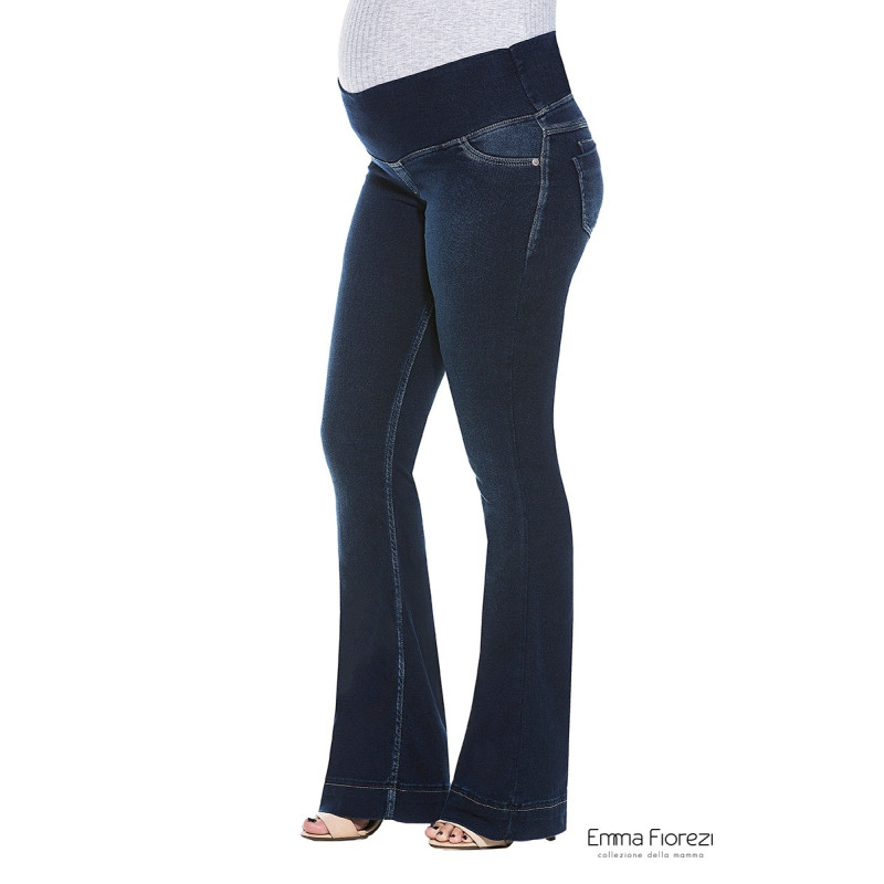 calça jeans gestante flare