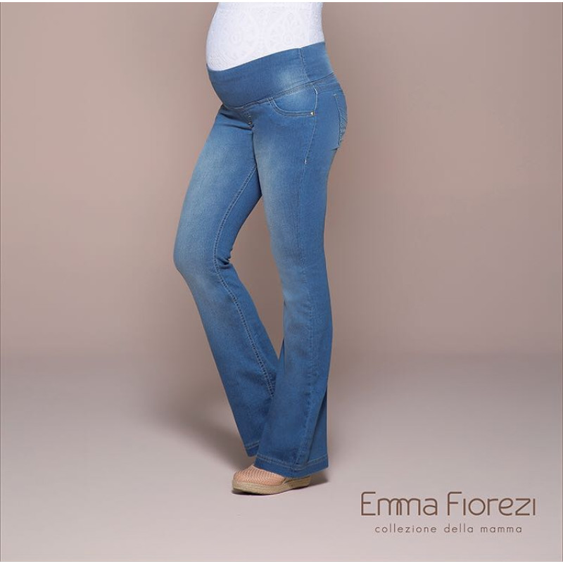 calça jeans gestante flare