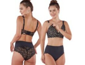 Calcinha Alta Microfibra com Bumbum em Renda Preto. 