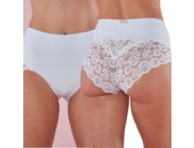Calcinha Alta Microfibra com Bumbum em Renda Branco.
