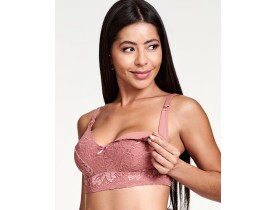 Sutiã de Amamentação com Abertura Total e Renda Blush.