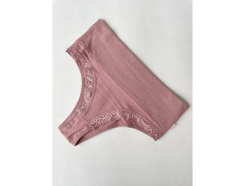 Calcinha Algodão Pala Larga e Detalhes Renda Blush. 