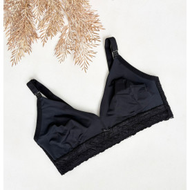 Sutiã de Amamentaçao Plus Size Micro e Rendas Preto.
