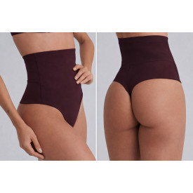 Calcinha Alta de Compressão Pos Parto Fio Duplo Café.