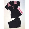 Pijama Amamentação Preto com Rosê