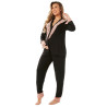 Pijama Longo Preto com detalhes em Renda Rosê