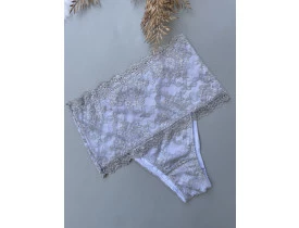 Calcinha Alta Pós Parto Cromo com Branco Amari.