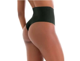 Calcinha Alta Fio Algodão Elastano Corte a Laser Preto. 