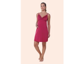 Camisola Amamentaçao Poliamida e Detalhes Renda Vinho.