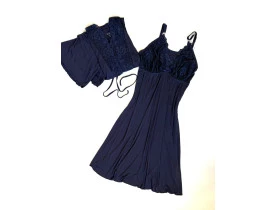 Conjunto Camisola Amamentaçao e Kimono com Renda Marinho 