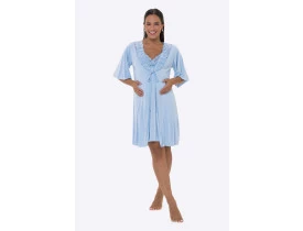 Conjunto Camisola Amamentaçao e Kimono com Renda Azul. 