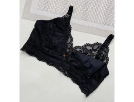 Sutiã de Amamentação sem Bojo sem Aro de Renda Preto.