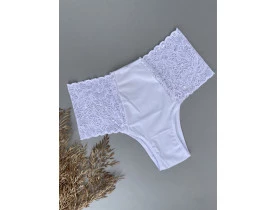 Calcinha Algodão Gestação ou Pós Parto com Renda Branco. 