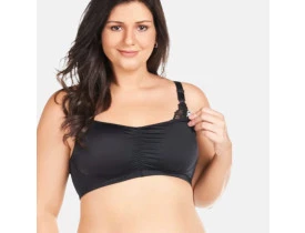 Top Amamentação Franzido Microfibra Preto. 