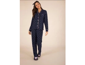 Pijama Longo Moletinho Poá. 