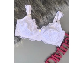 Sutia de Amamentação sem Bojo com Aro em Renda Branco.