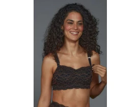 Top Amamentação Renda Preto com Ouro Rosê Amari.