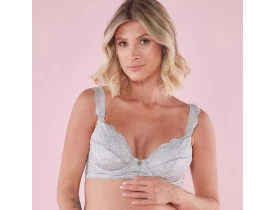 Sutiã Amamentação Renda Cromo com Branco Amari.