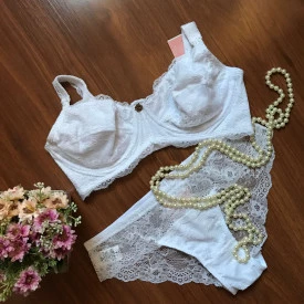 Conjunto Amamentação Renda Branco Amari