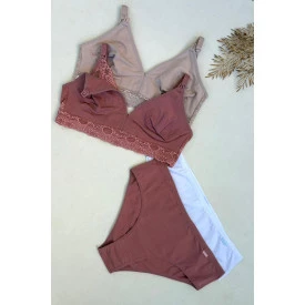 Kit Algodão com 2 Sutias de Amamentaçao + 2 Calcinhas.