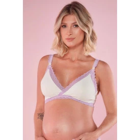 Conjunto Amamentação Microfibra Creme com Lavanda
