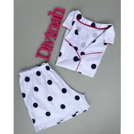 Pijama Curto Abotoado Poá