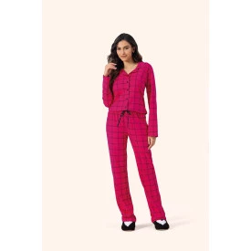 Pijama Longo Pink Xadrez