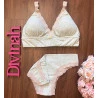 Conjunto Amamentação Mescla Cinza Com Renda
