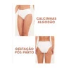 Calcinha Algodão Antialérgica Alta Pós Parto Branco. 