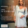 Conjunto Amamentação Viscolycra Azul com Renda Azul.