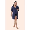 Conjunto Camisola Amamentaçao e Kimono com Renda Marinho