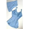 Short Doll Amamentaçao Poliamida Detalhe Rendas Azul.