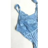Camisola Amamentaçao Poliamida Detalhes Renda Azul.