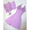Conjunto Camisola Amamentaçao e Kimono com Renda Lilás.