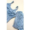 Conjunto Camisola Amamentaçao e Kimono com Renda Azul