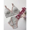 Conjunto Amamentação Mescla Cinza Com Renda