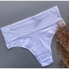 Calcinha Algodão Pala Larga e Detalhes Renda Branco. 
