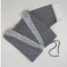 Conjunto Amamentação Mescla Cinza com Renda Off White