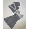 Conjunto Amamentação Mescla Cinza com Renda Off White