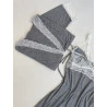 Conjunto Amamentação Mescla Cinza com Renda Off White