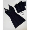 Conjunto Amamentação Viscolycra Preto com Renda Preto