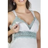 Camisola e Robe Amamentação Mescla Cinza/Renda Verde