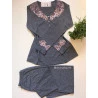 Pijama Manga Longa Mescla Cinza. Dressy.