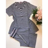 Pijama Mescla Cinza Listras. Dressy