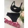 Conjunto Amamentação Preto Poá com Renda