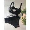 Conjunto Amamentação Preto Poá com Renda
