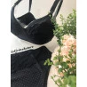 Conjunto Amamentação Preto Poá com Renda