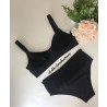 Conjunto Amamentação Preto Poá com Renda