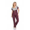 Pijama Gestante Vinho com Renda