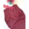 Camisola Amamentação Vinho com Renda